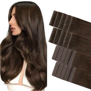 Goo Goo Chocolate Brown Invisi Edge Remy Human Hair 22” Tape In Extensions